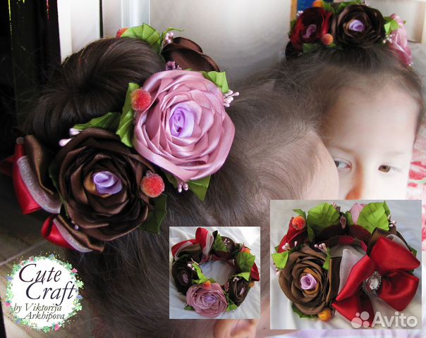 Резинка для волос на гульку/пучок с цветами