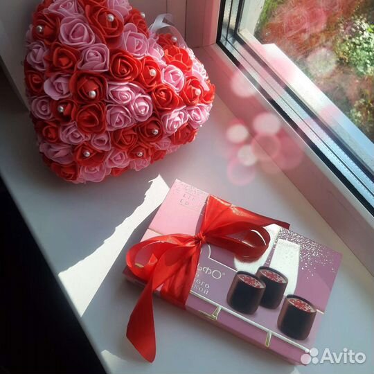 Подвесное сердце из роз (handmade, новое)