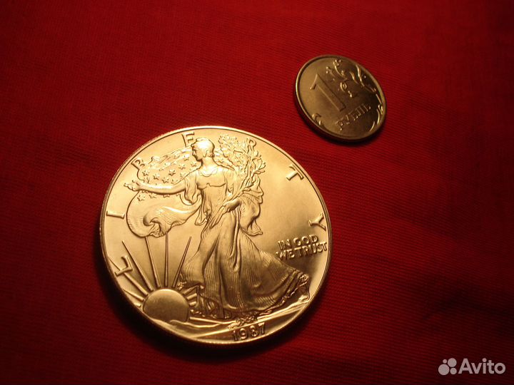 Монета Серебро Шагающая Свобода Редкий Униця