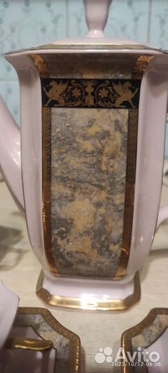 Кофейный сервиз. Розовый фарфор