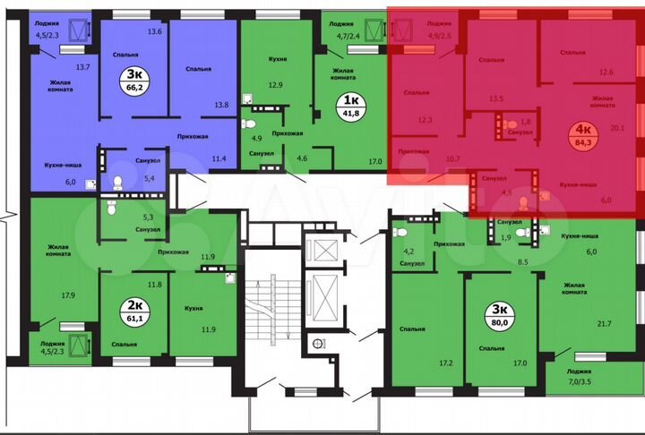 4-к. квартира, 84,3 м², 2/19 эт.