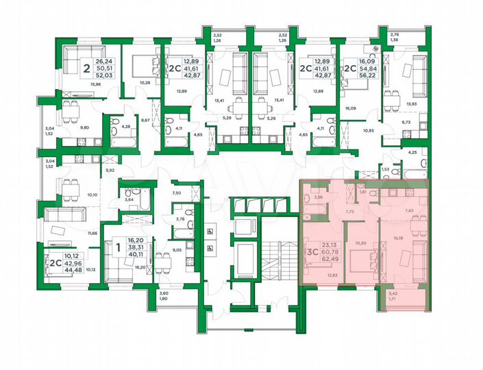 2-к. квартира, 60,2 м², 9/20 эт.