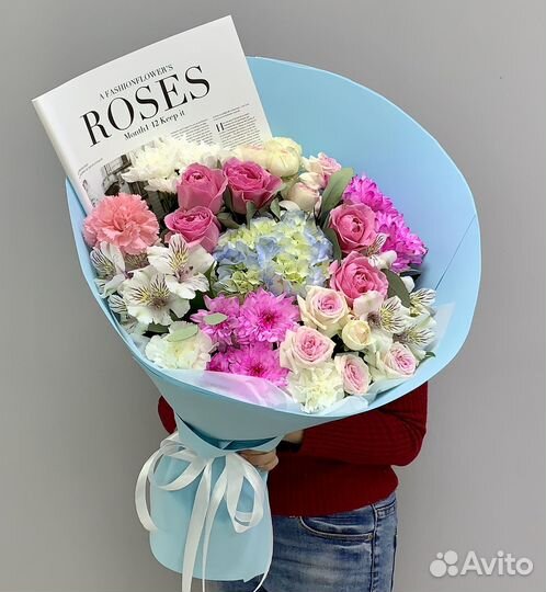 Розовый большой букет с WOW эффектом