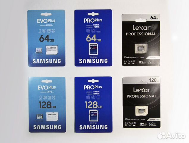 Карты памяти SD/Micro SD, Samsung, Lexar 64/128 GB