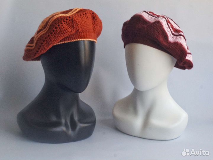 Берет вязаный 52-54 р ажурный, шерсть