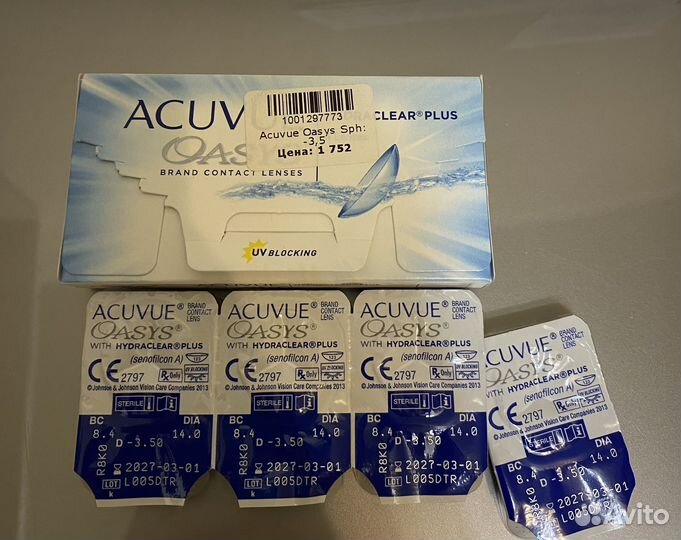 Линзы контактные acuvue oasys двухнедельные -3,5