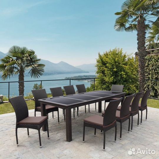 Комплект плетеной мебели T438-Y380A-W53 Brown (10+