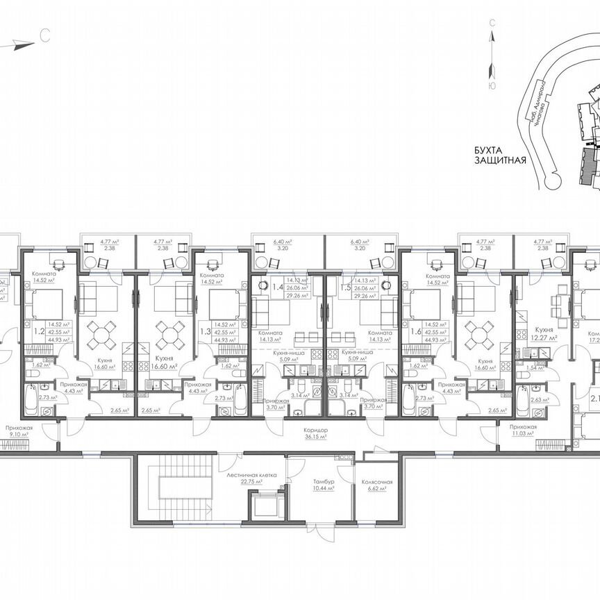 1-к. квартира, 29,3 м², 3/3 эт.