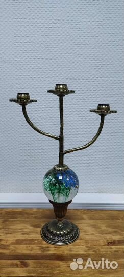 Подсвечник из бронзы и хрусталя