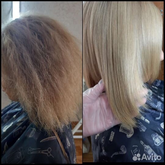 Кератиновое выпрямление, ботокс волос, полировка
