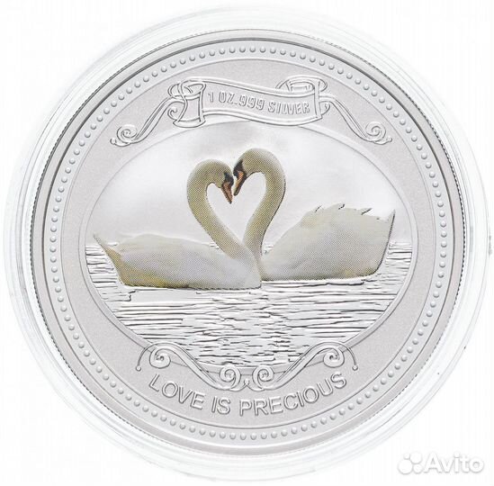 2 доллара 2008 Любовь это драгоценность, лебеди