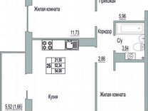 2-к. квартира, 54 м², 4/9 эт.