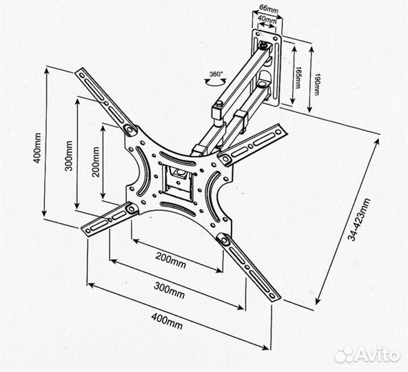 Кронштейн для телевизора наклонно поворотный