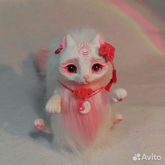 Цветочный котенок - игрушка ручной работы