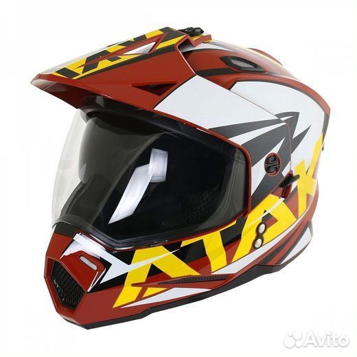 Шлем Ataki JK802 Rampage мотард/ коричневый/желтый