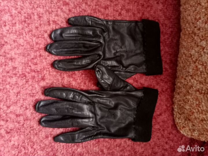 Перчатки женские кожаные,2 пары