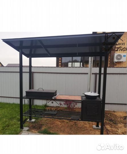 Мангал лофт с печью под казан