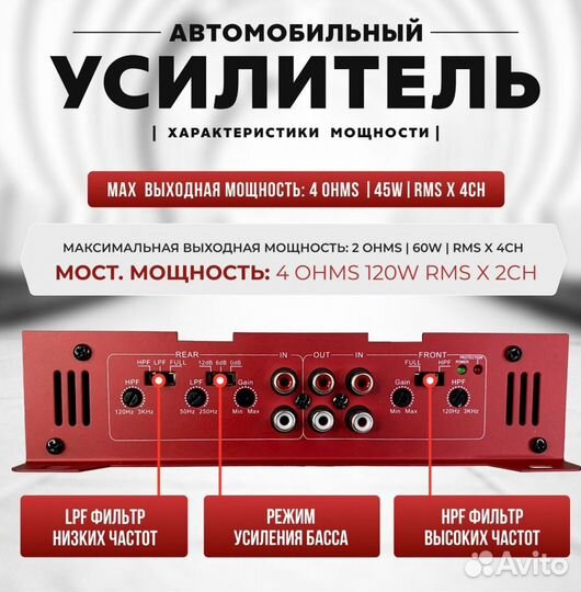 Усилитель звука в авто Pioneer.gb GMA-042 4-канала