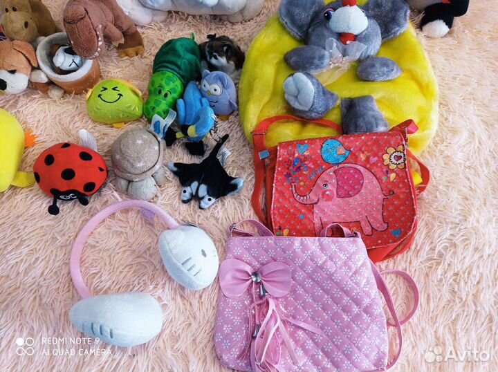 Пакетом мягкие игрушки, сумки,электр.плакат, книги