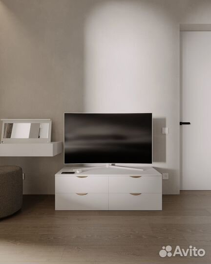 Напольная тв Тумба 120х40х40 Белая