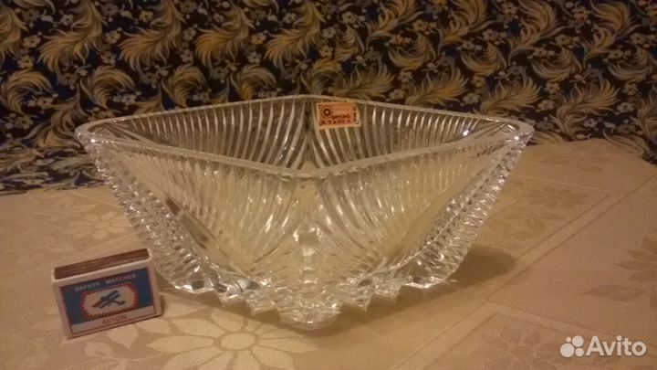 Хрустальный салатник(ладья). Винтаж. 70е годы СССР