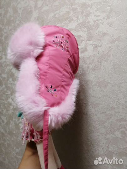 Шапка ушанка зимняя на девочку размер 54