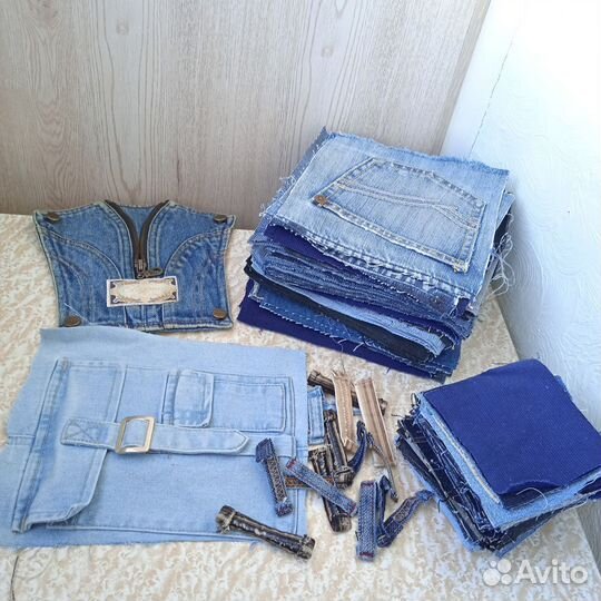Лоскут джинса флис велюр вельвет для рукоделия
