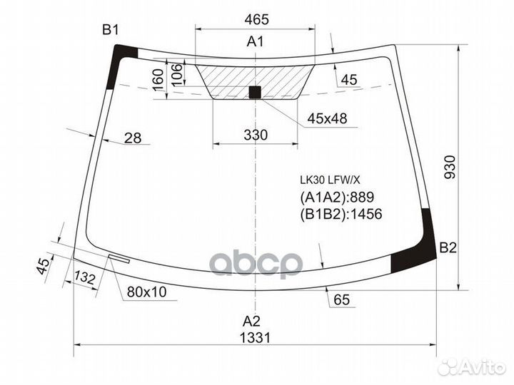 Стекло лобовое (4D SED) Toyota Belta 05-12 / Vios
