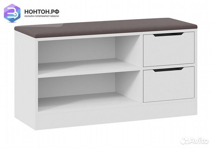 Тумба для обуви Тип 13 белый ясень / велюр серый