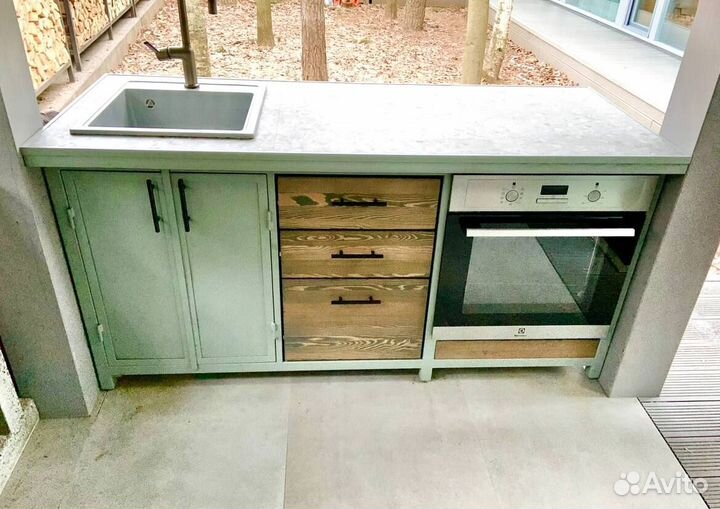 Кухня лофт на дачу в беседку летнюю кухню