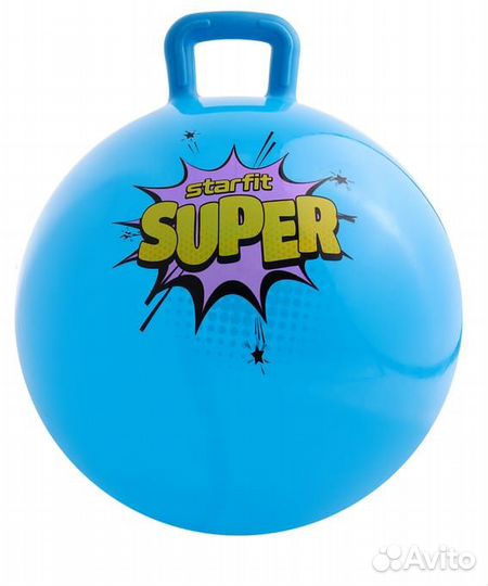 Мяч-попрыгун с ручкой голубой