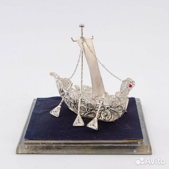 Серебряная Ладья техника Филигрань (скань) 9х12х7