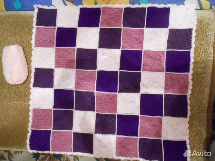 Детский плед с сердечками. Новый Ручная работа