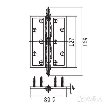 Петля дверая archie genesis A030-G 4272 (127*89.5*4) BL. silver, черненое серебро