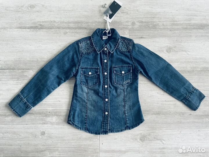 Новая джинсовая рубашка на девочку 104 Италия Ido