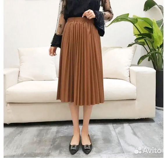 Юбка экокожа миди