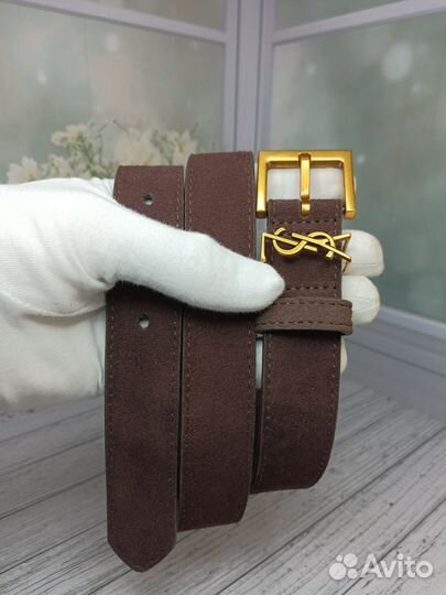 Ремень Ysl женский натуральная замша-кожа люкс