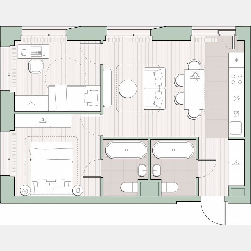2-к. квартира, 53,5 м², 5/27 эт.