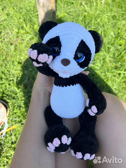 Панда мишка вязаный плюшевый