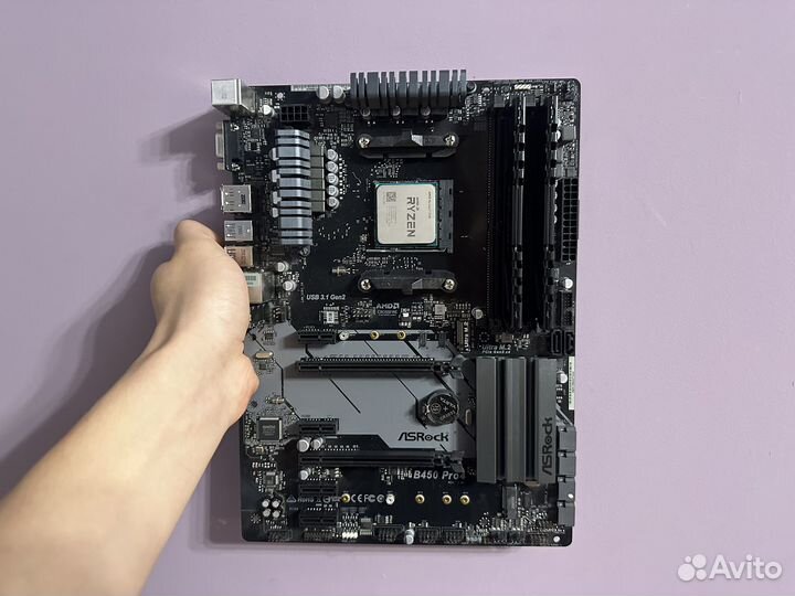 Комплект Ryzen 7 1700 + Asrock b450 Pro4 + 16Gb