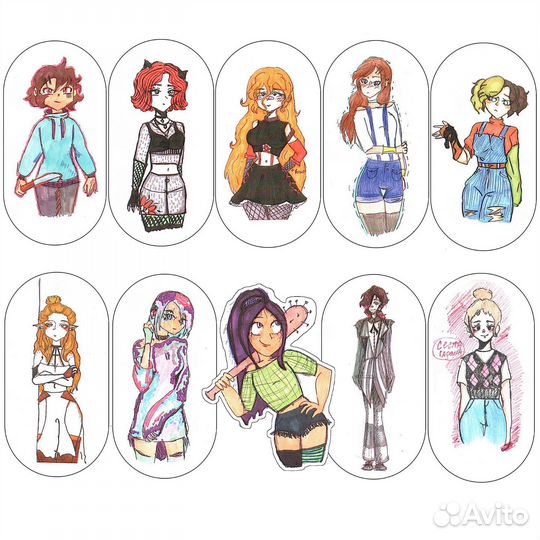 Авторские рисованые наклейки. Уникальные стикеры