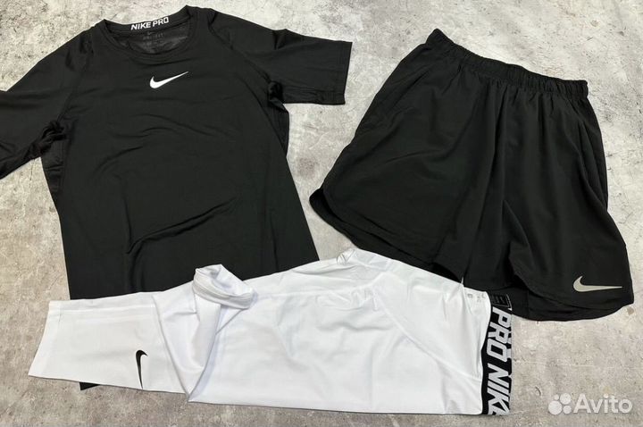Футболка Шорты Тайтсы Nike Pro Рашгард