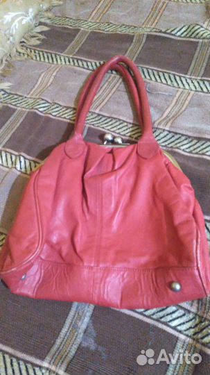 Сумка женская натуральная кожа красная