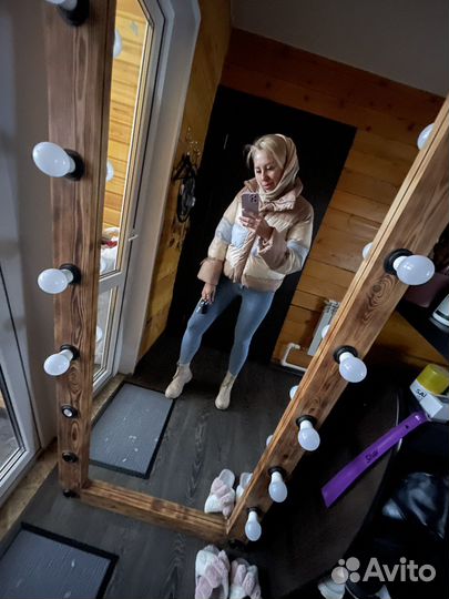 Гримерное зеркало с лампочками бу