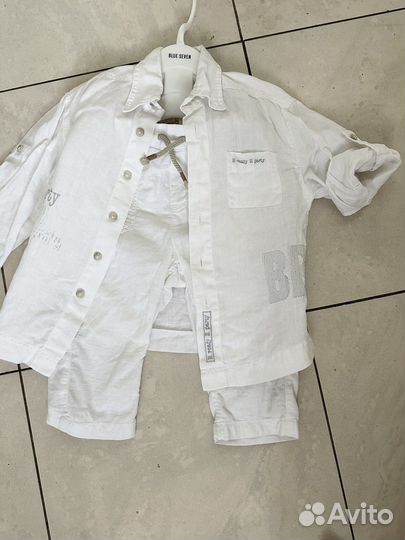 Льняной костюм с шортами 98-104