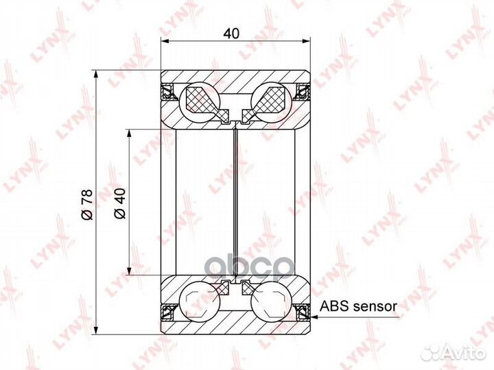 Подшипник ступицы перед. с ABS, 40x40x78 WB-1