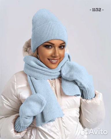 Комплект шапка шарф варежки