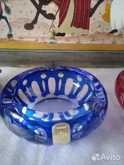 Пепельница цветной хрусталь