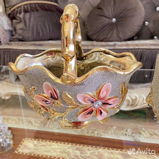 Ваза конфетница цветное стекло