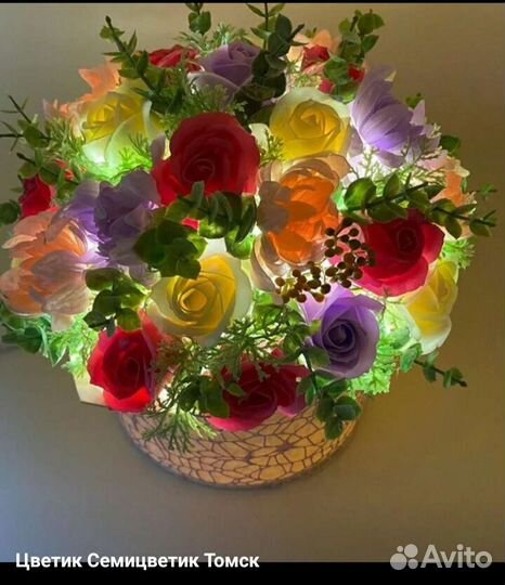 Букет светильник из мыльных цветов